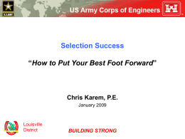 Selection Success “How to Put Your Best Foot Forward”