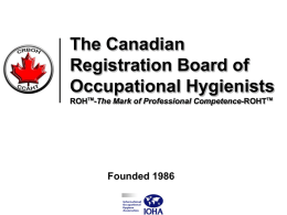 CRBOH Update AIHA BC Yukon AGM