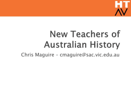 New Teachers of Australian History - Welcome