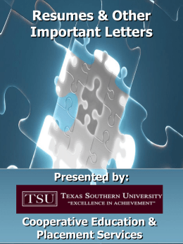 Resumes and Cover Letters - Texas Southern University