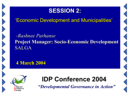 Local Economic Development and Municipalities