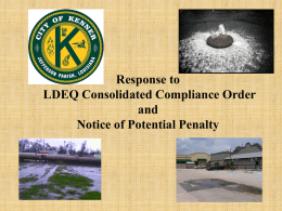 City of Kenner LDEQ Consolidated Compliance Order and