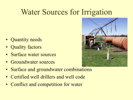 Water Sources for irrigation