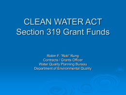 CLEAN WATER ACT Section 319 Grant Funds