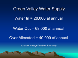 Green Valley Water Supply - Groundwater Awareness League