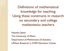 Definitions of mathematical knowledge for teaching: Using