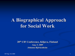 A Biographical Approach for Social Work in Mental Health