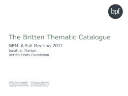 The Britten Thematic Catalogue