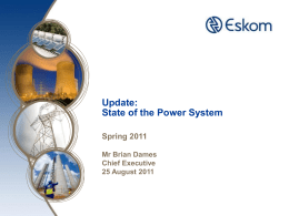Power system update for summer 2011