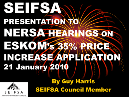 SEIFSA PRESENTATION TO NERSA HEARINGS ON ESKOM …