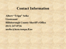 Hillsborough County Sheriff&rsquo;s Office Crime Analysis