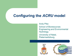 Configuring the ACRU Modelling System