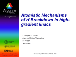 Atomistic Mechanisms of rf Breakdown in high