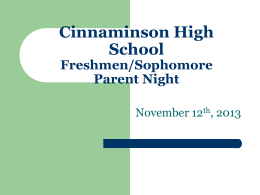 Cinnaminson High School Freshmen/Sophomore Parent Night