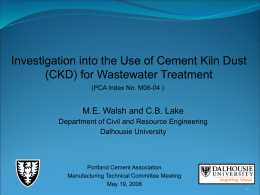 Investigation into the Use of Cement Kiln Dust (CKD) for