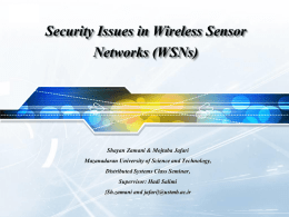 Security in WSN - Iran University of Science and Technology