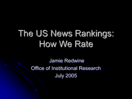 US News Rankings Methodology