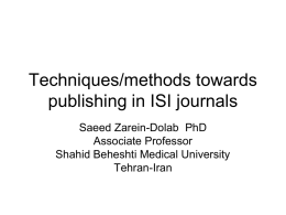 Techniques/methods towards publishing in ISI journals