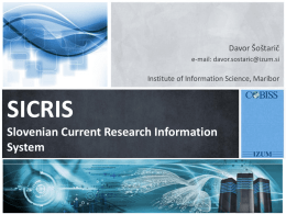 SICRIS Slovenian Current Research Information System