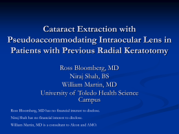 Cataract Extraction with Pseudoaccomodating Intraocular