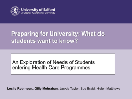 Pre-Entry Induction: An Exploration of Needs of Students