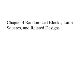 Chapter 4 Randomized Blocks, Latin Squares, and Related