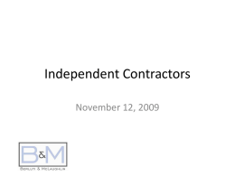 MA Law Regarding Independent Contractors