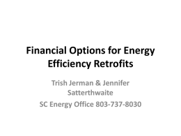 Financial Options for Energy Efficiency Retrofits