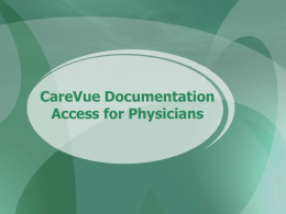 CareVue Documentation - MultiCare Health System