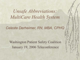 Standard IM.3.10 - Washington Patient Safety Coalition