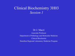 Clinical Biochemistry 3H3 Session 1