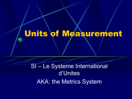 Units of Measurement - Foothill Technology High School