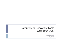Community research tools Stepping Out..