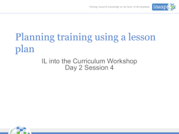 Planning training using a lesson plan - INASP