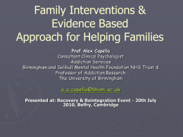 FAMILY AND NETWORK INTERVENTIONS IN ADDICTION: THEORY …