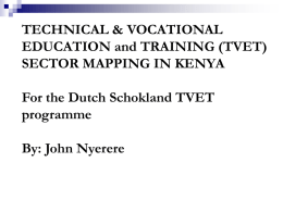 TECHNICAL & VOCATIONAL EDUCATION and TRAINING (TVET