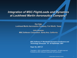 Integration of MSC.FlightLoads and Dynamics at Lockheed