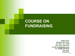 WELCOME TO THE COURSE ON FUNDRAISING FOR RURAL …
