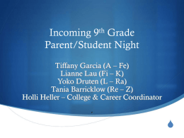 Incoming 9th Grade Parent/Student Night