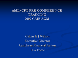 Calvin Wilson, "AML/ CFT Pre