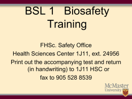 Biosafety Training - McMaster Faculty of Health Sciences