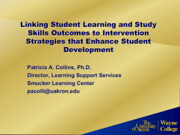 Linking Student Learning and Study Skills Outcomes to