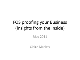 FOS proofing your Business (insights from the inside)