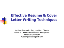 1L Resume & Cover Letter Workshop