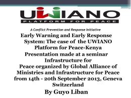 COUNTDOWN TO 2012: PEACE AND CONFLICT SCENARIOS