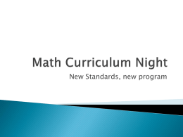 Math Curriculum Night