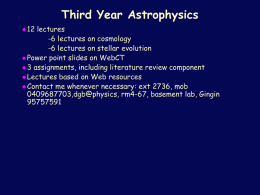 Third Year Astrophysics - University of Western Australia