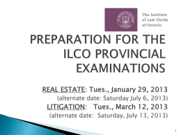 PREPARATION FOR THE ILCO PROVINCIAL EXAMINATIONS