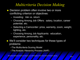 Spreadsheet Modeling & Decision Analysis: