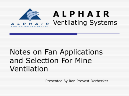 ALPHAIR Ventilating Systems Notes on Fan Applications and
